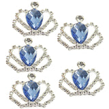 Maxbell 5 Pieces Crown Shape Crystal Wedding Flatback Embellishment Light blue