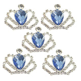 Maxbell 5 Pieces Crown Shape Crystal Wedding Flatback Embellishment Light blue