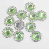 Maxbell DIY Acrylic Crystal Diamonte Round Buttons Wedding Decoration cyan