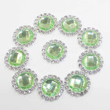 Maxbell DIY Acrylic Crystal Diamonte Round Buttons Wedding Decoration cyan