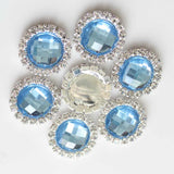 Maxbell DIY Acrylic Crystal Diamonte Round Buttons Wedding Decoration light blue