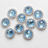 Maxbell DIY Acrylic Crystal Diamonte Round Buttons Wedding Decoration light blue