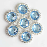 Maxbell DIY Acrylic Crystal Diamonte Round Buttons Wedding Decoration light blue