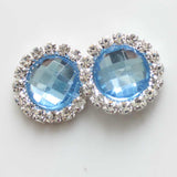 Maxbell DIY Acrylic Crystal Diamonte Round Buttons Wedding Decoration light blue