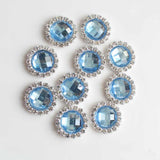 Maxbell DIY Acrylic Crystal Diamonte Round Buttons Wedding Decoration light blue