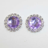 Maxbell DIY Acrylic Crystal Diamonte Round Buttons Wedding Decoration light purple