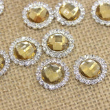 Maxbell DIY Acrylic Crystal Diamonte Round Buttons Wedding Decoration Light coffee