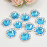 Maxbell DIY Acrylic Crystal Diamonte Round Buttons Wedding Decoration aqua blue