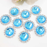 Maxbell DIY Acrylic Crystal Diamonte Round Buttons Wedding Decoration aqua blue