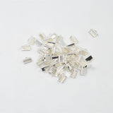 Maxbell 50 Pieces Metal Fold Over Clip Tips Crimp End Jewelry Finding silver