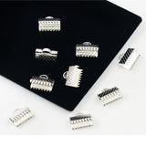 Maxbell 50 Pieces Metal Fold Over Clip Tips Crimp End Jewelry Finding silver