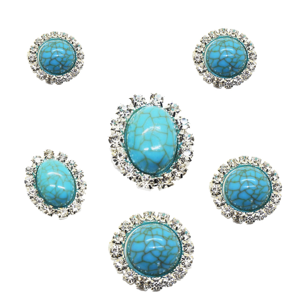 Maxbell 10 Pieces Rhinestone Round Cabochons Flat Back Embellishments 16mm