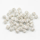 Maxbell 50 Pieces Crystal Pave Clay Spacer Ball Beads for Jewelry Making White