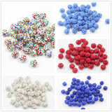 Maxbell 50 Pieces Crystal Pave Clay Spacer Ball Beads for Jewelry Making White