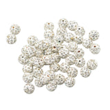 Maxbell 50 Pieces Crystal Pave Clay Spacer Ball Beads for Jewelry Making White