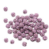 Maxbell 50 Pieces Crystal Pave Clay Spacer Ball Beads for Jewelry Making Purple