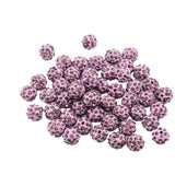 Maxbell 50 Pieces Crystal Pave Clay Spacer Ball Beads for Jewelry Making Purple