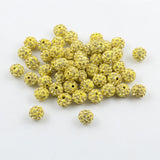 Maxbell 50 Piece Crystal Pave Clay Spacer Ball Beads for Jewelry Making Lemon Yellow