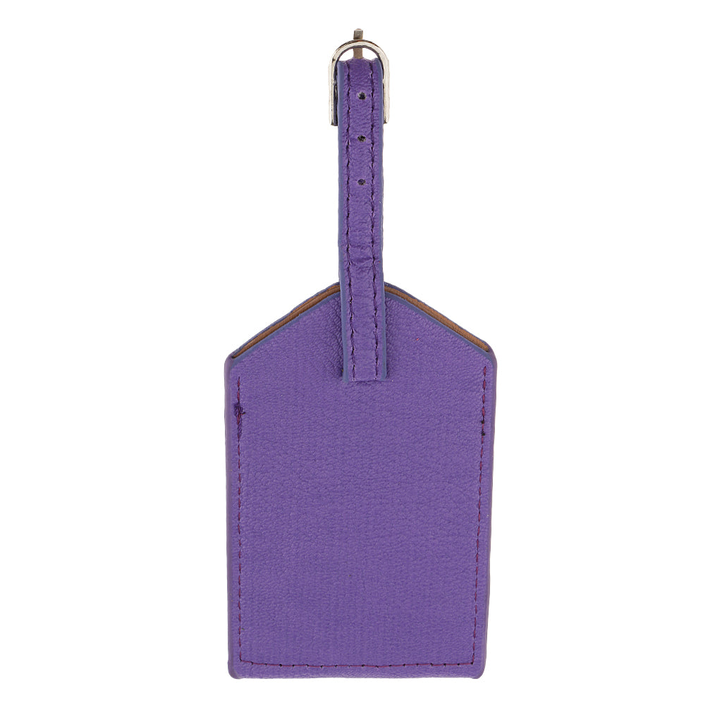 Maxbell 1 Piece PU Leather Luggage Tag Travel Suitcase ID Label Security Tag Purple