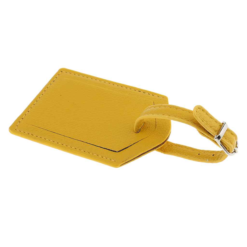 Maxbell 1 Piece PU Leather Luggage Tag Travel Suitcase ID Label Security Tag Yellow