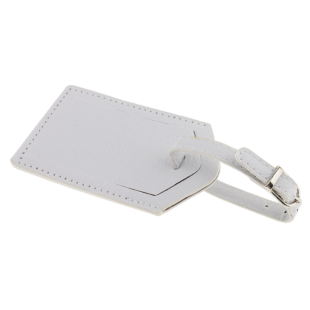 Maxbell 1 Piece PU Leather Luggage Tag Travel Suitcase ID Label Security Tag White