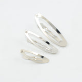 Maxbell 50pcs Rounded Snap Clip Oval Silver Metal Hair Bow Click Barrette DIY 6cm