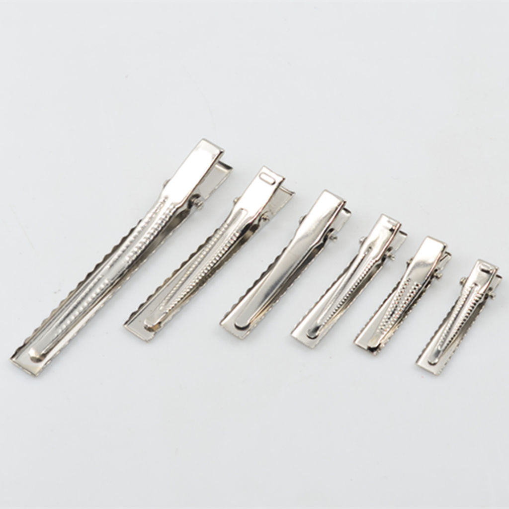 Maxbell 50pcs Assorted Size Flat Single Prong Metal Alligator Hair Clips 40mm