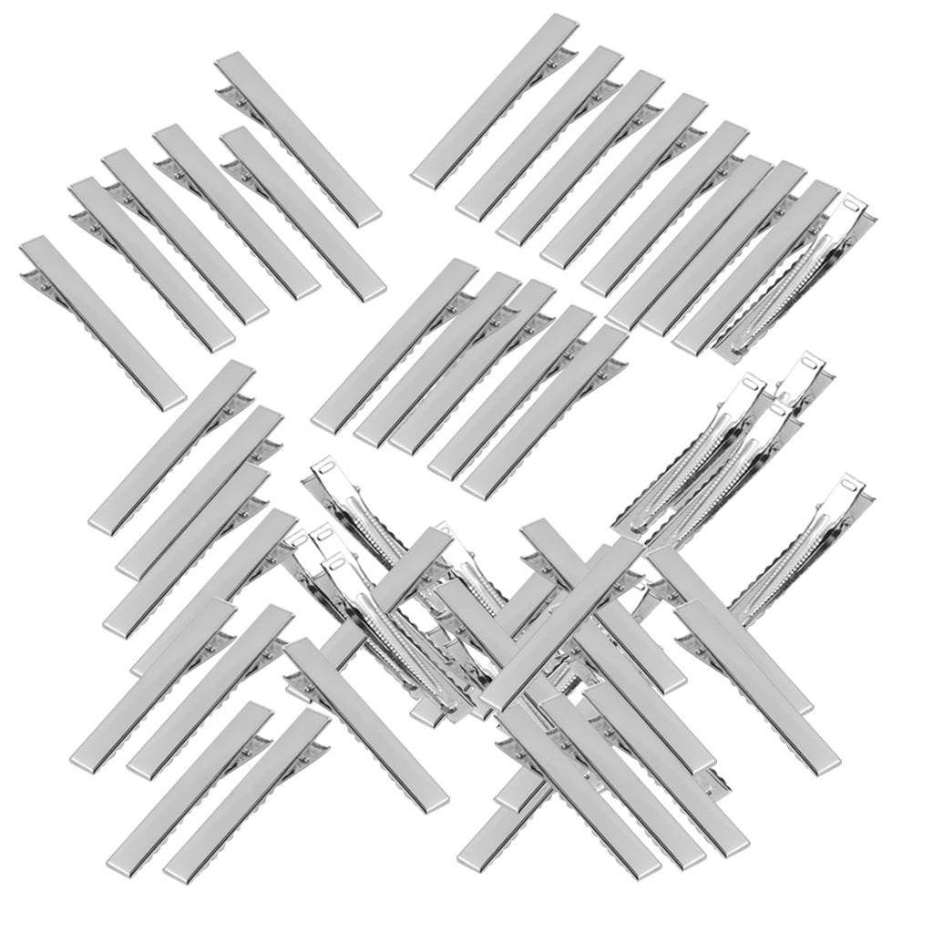 Maxbell 50pcs Assorted Size Flat Single Prong Metal Alligator Hair Clips 32mm