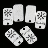 Maxbell 50 Pieces Engraved Retro Pendant Charms Jewelry Making Accessories Silver