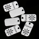 Maxbell 50 Pieces Engraved Retro Pendant Charms Jewelry Making Accessories Silver