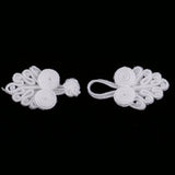 Maxbell 20 Pairs Chinese Knot Frog Buttons with Beads for Cheongsam White