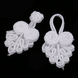 Maxbell 20 Pairs Chinese Knot Frog Buttons with Beads for Cheongsam White