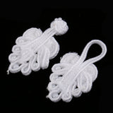 Maxbell 20 Pairs Chinese Knot Frog Buttons with Beads for Cheongsam White