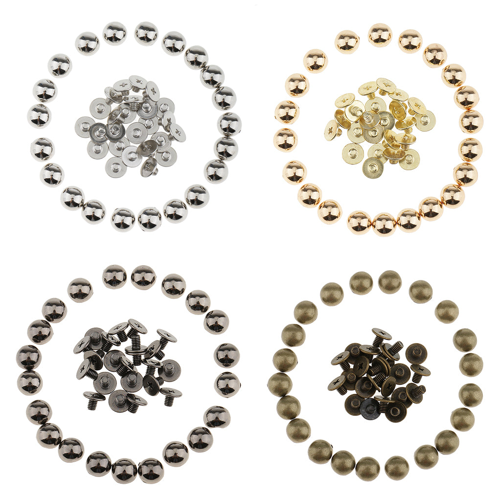 Maxbell 20 Pieces Mushroom Dome Rivets Studs Spikes for Leather Craft Bag 8mm gold