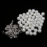 Maxbell 50 Pieces Pearls Rivets Studs Buttons for Sewing Leather Crafts Bag 8mm