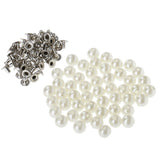 Maxbell 50 Pieces Pearls Rivets Studs Buttons for Sewing Leather Crafts Bag 8mm