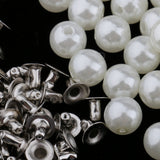 Maxbell 50 Pieces Pearls Rivets Studs Buttons for Sewing Leather Crafts Bag 8mm
