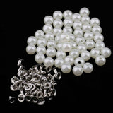 Maxbell 50 Pieces Pearls Rivets Studs Buttons for Sewing Leather Crafts Bag 8mm