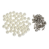 Maxbell 50 Pieces Pearls Rivets Studs Buttons for Sewing Leather Crafts Bag 8mm