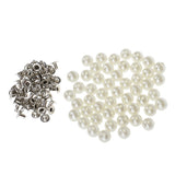 Maxbell 50 Pieces Pearls Rivets Studs Buttons for Sewing Leather Crafts Bag 8mm