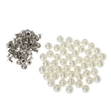 Maxbell 50 Pieces Pearls Rivets Studs Buttons for Sewing Leather Crafts Bag 8mm