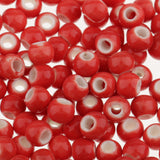 Maxbell 100pcs 6mm Ceramic Loose Beads Charms for  DIY Jewelry Making Red