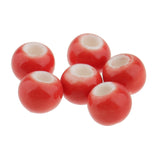 Maxbell 100pcs 6mm Ceramic Loose Beads Charms for  DIY Jewelry Making Red