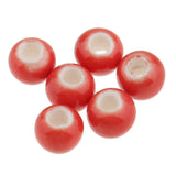 Maxbell 100pcs 6mm Ceramic Loose Beads Charms for  DIY Jewelry Making Red