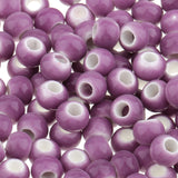 Maxbell 100pcs 6mm Ceramic Loose Beads Charms for  DIY Jewelry Making Purple