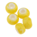 Maxbell 100pcs 6mm Ceramic Loose Beads Charms for  DIY Jewelry Making Yellow