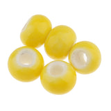 Maxbell 100pcs 6mm Ceramic Loose Beads Charms for  DIY Jewelry Making Yellow