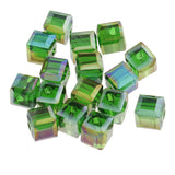 Maxbell 50pcs 6mm Glass Crystal Square Cube Beads for DIY Jewelry Making  Deep Green