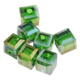 Maxbell 50pcs 6mm Glass Crystal Square Cube Beads for DIY Jewelry Making  Deep Green