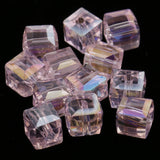 Maxbell 50pcs 6mm Glass Crystal Square Cube Beads for DIY Jewelry Making  Pink